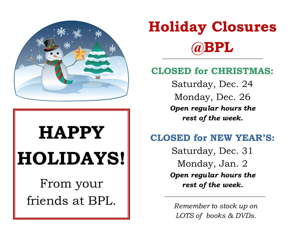 Holiday closures at BPL